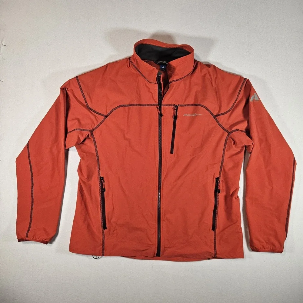 Eddie Bauer Sandstone Soft Shell Jacket Mens Medium First Ascent Orange Full Zip